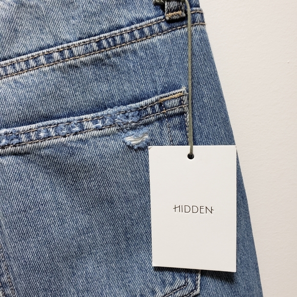 Hidden Distressed Frayed Holes Cropped Ankle Denim Blue Jeans Women S-26 NWT - Picture 9 of 11